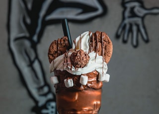 ice cream in clear glass cup