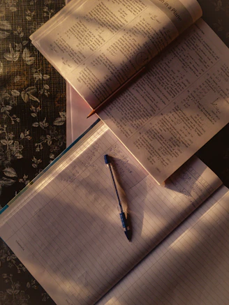 black pen on white paper