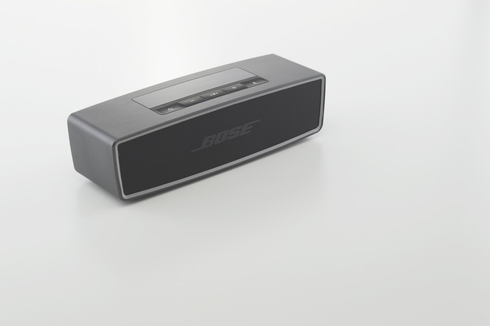 black and gray bose portable speaker
