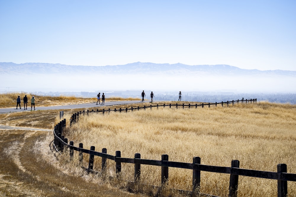 people walking on brown field during daytime