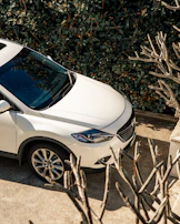 A sparkling SUV parked on a driveway after a full mobile detailing service.
