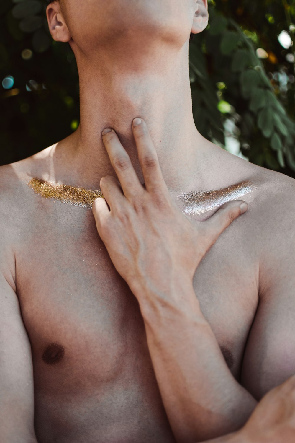 woman with brown powder on her body