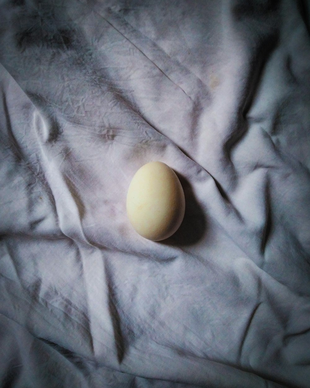 brown egg on white textile