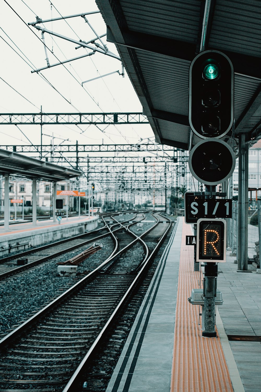 train rail in train station