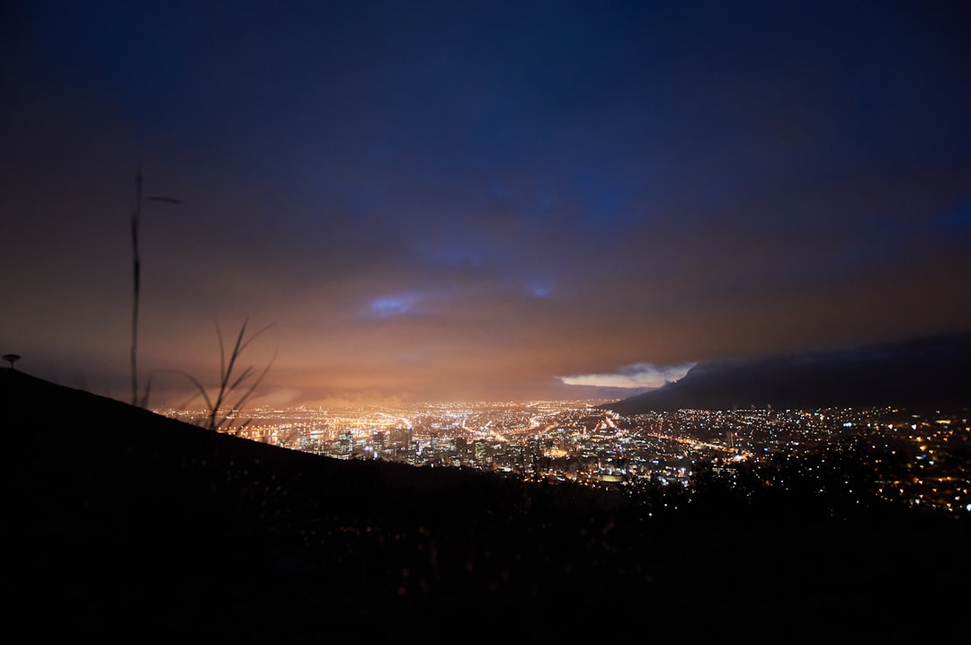 city lights during night time