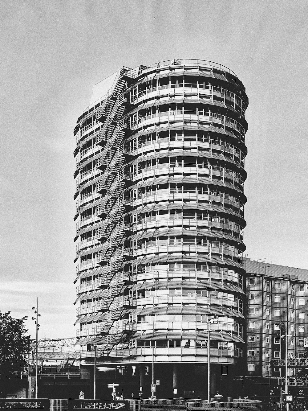 grayscale photo of high rise building