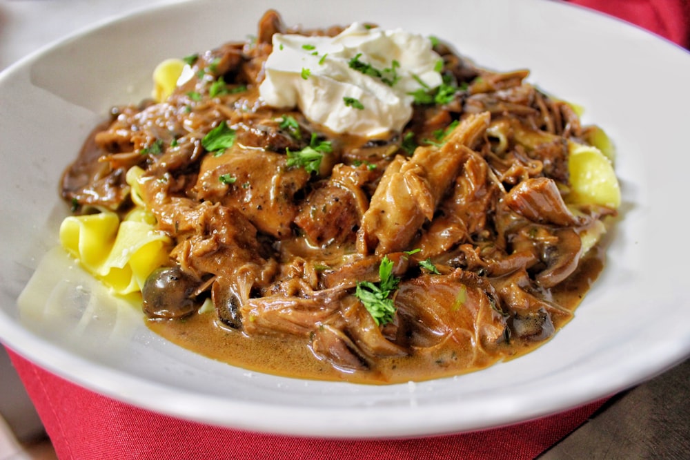 cooked food on white ceramic plate