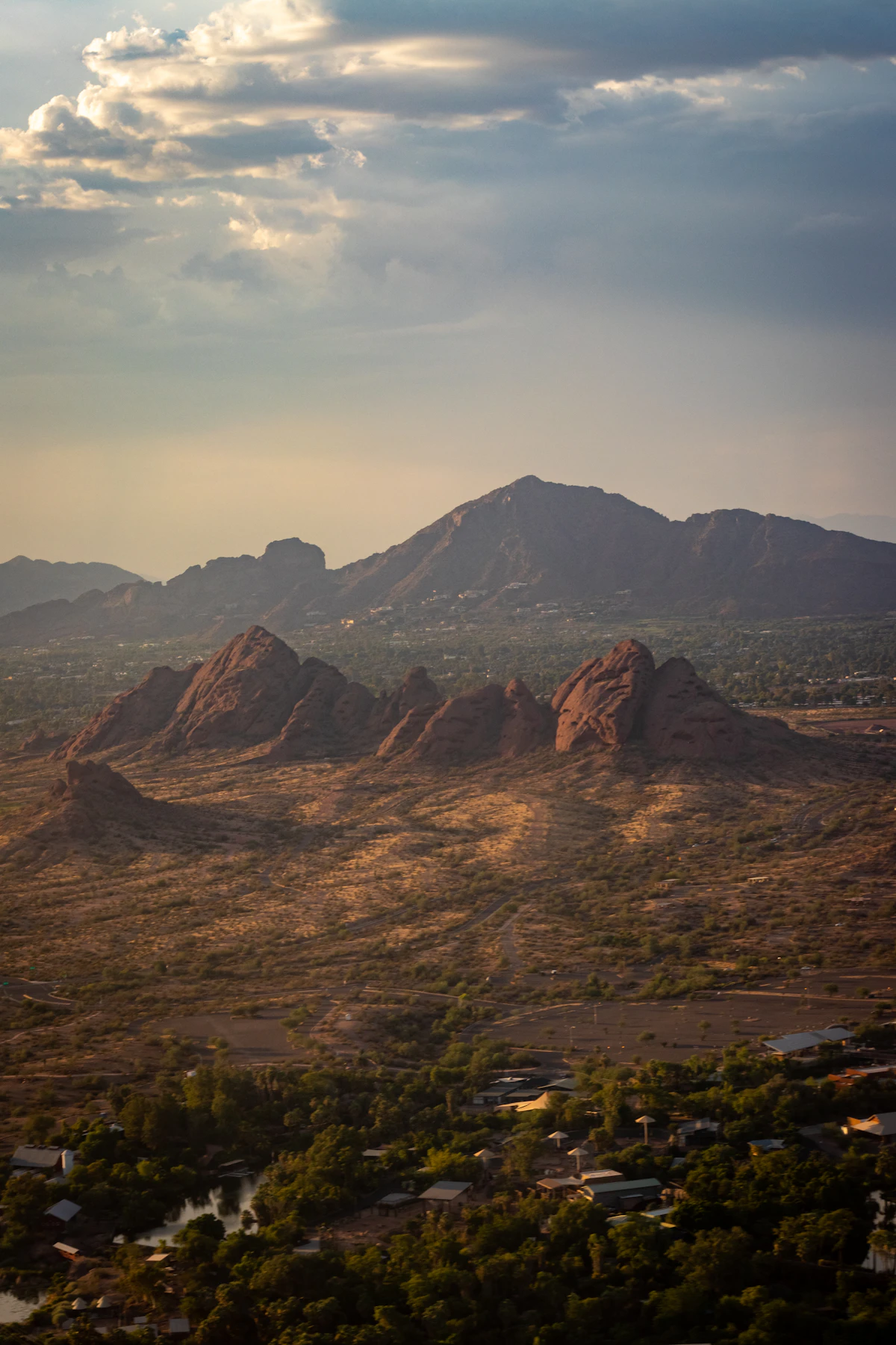Camelback Mountain rising beyond the desert landscape at Papago Park near Scottsdale, Arizona