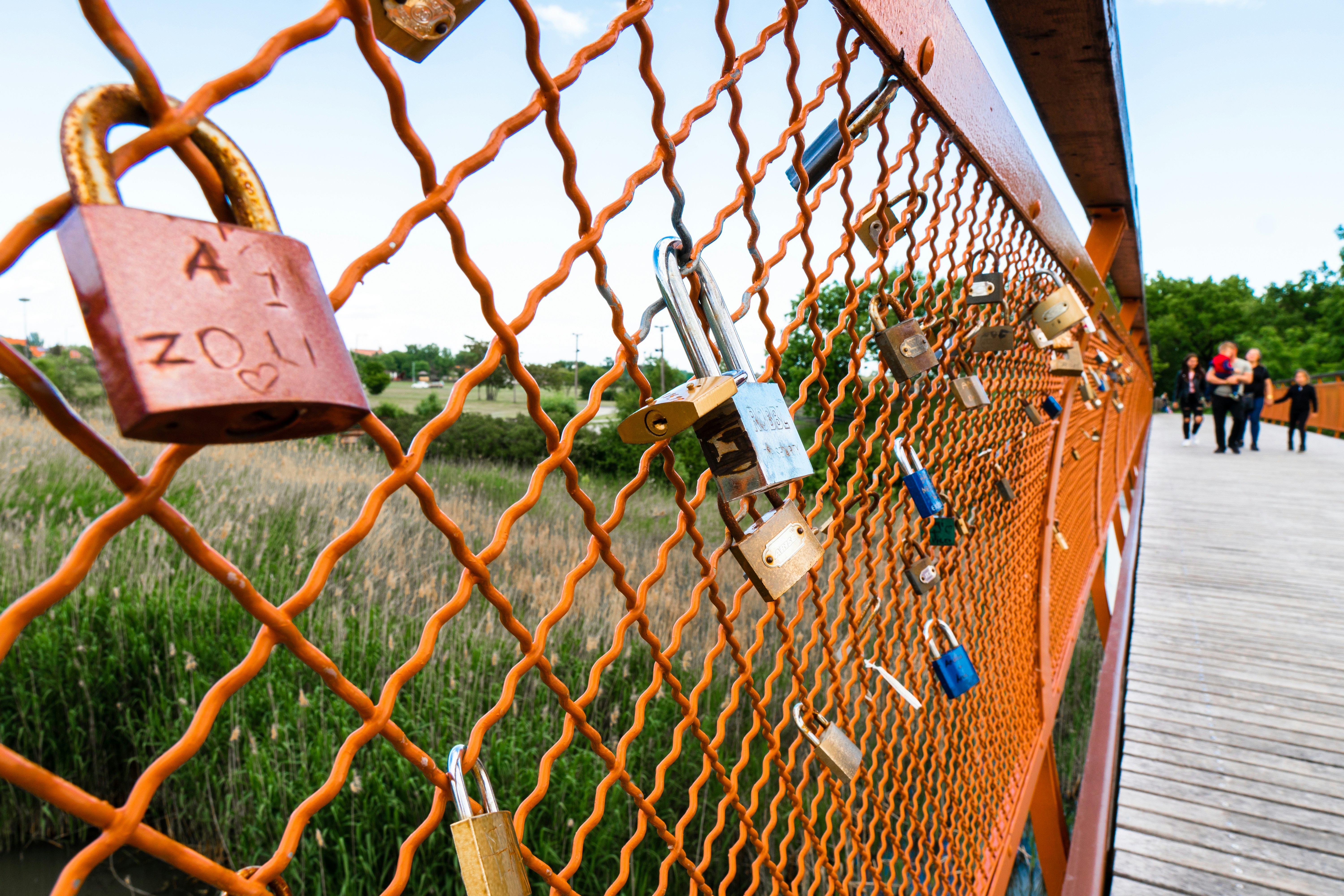 padlock on chain link fence