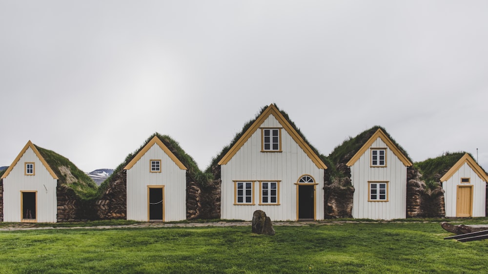 white and brown house on green grass field