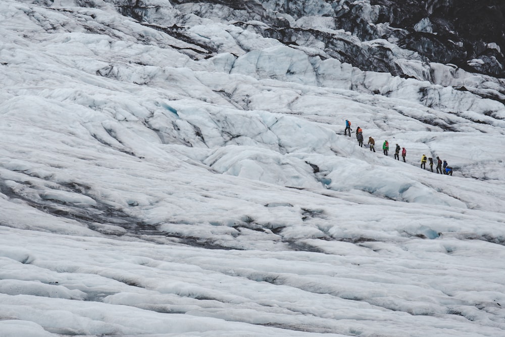 persone che camminano sul campo innevato durante il giorno