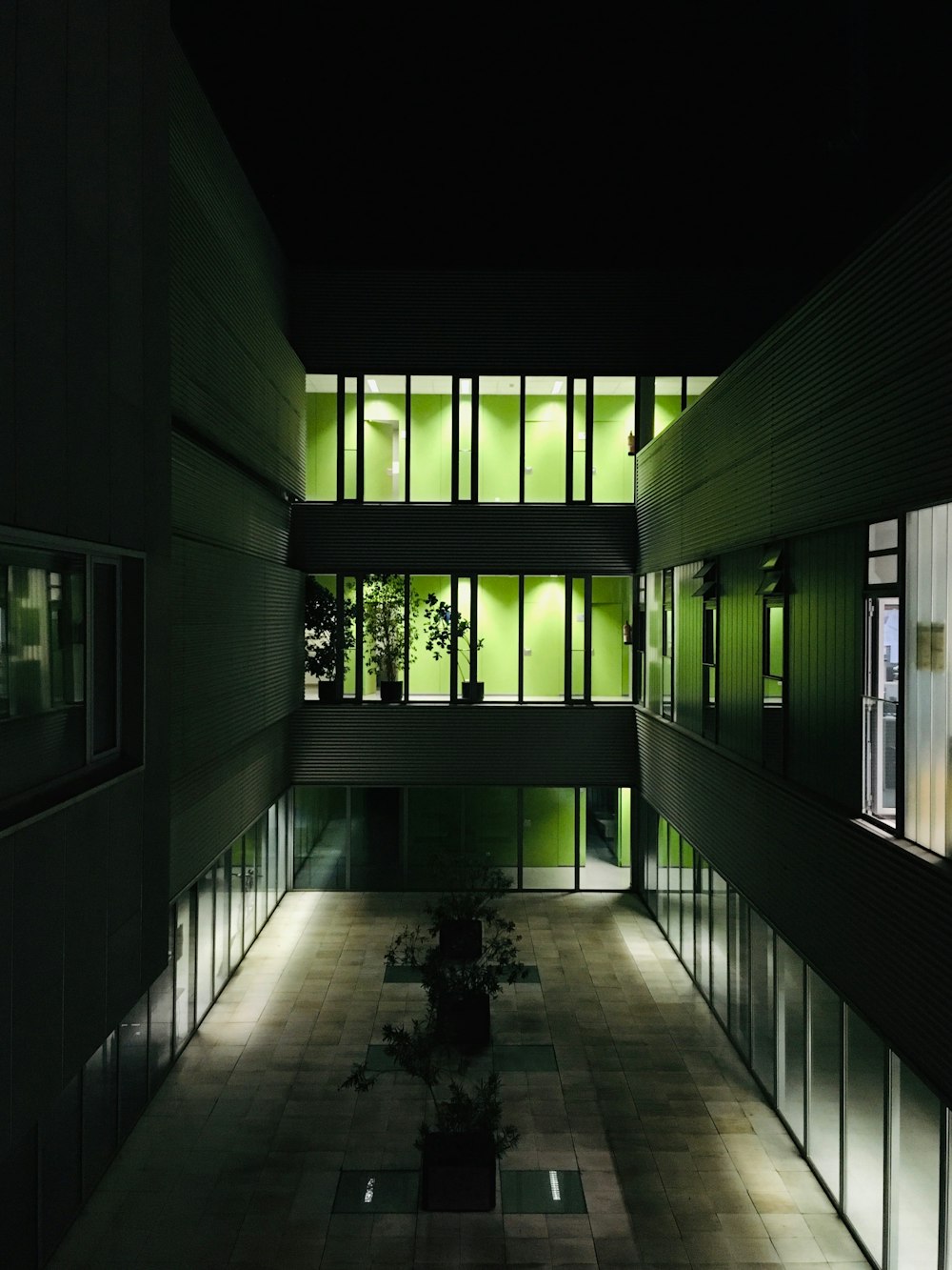 silhouette of people walking on hallway