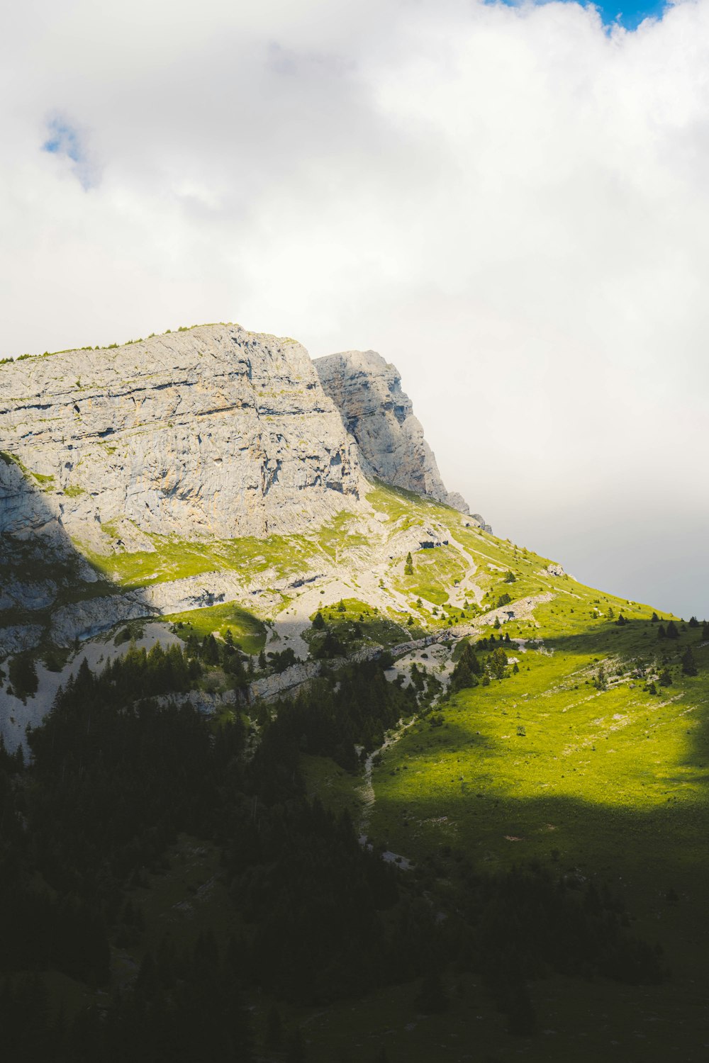 green and gray mountain under white sky during daytime