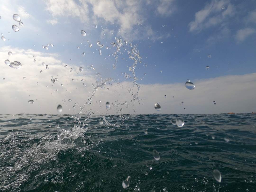 water droplets on body of water during daytime