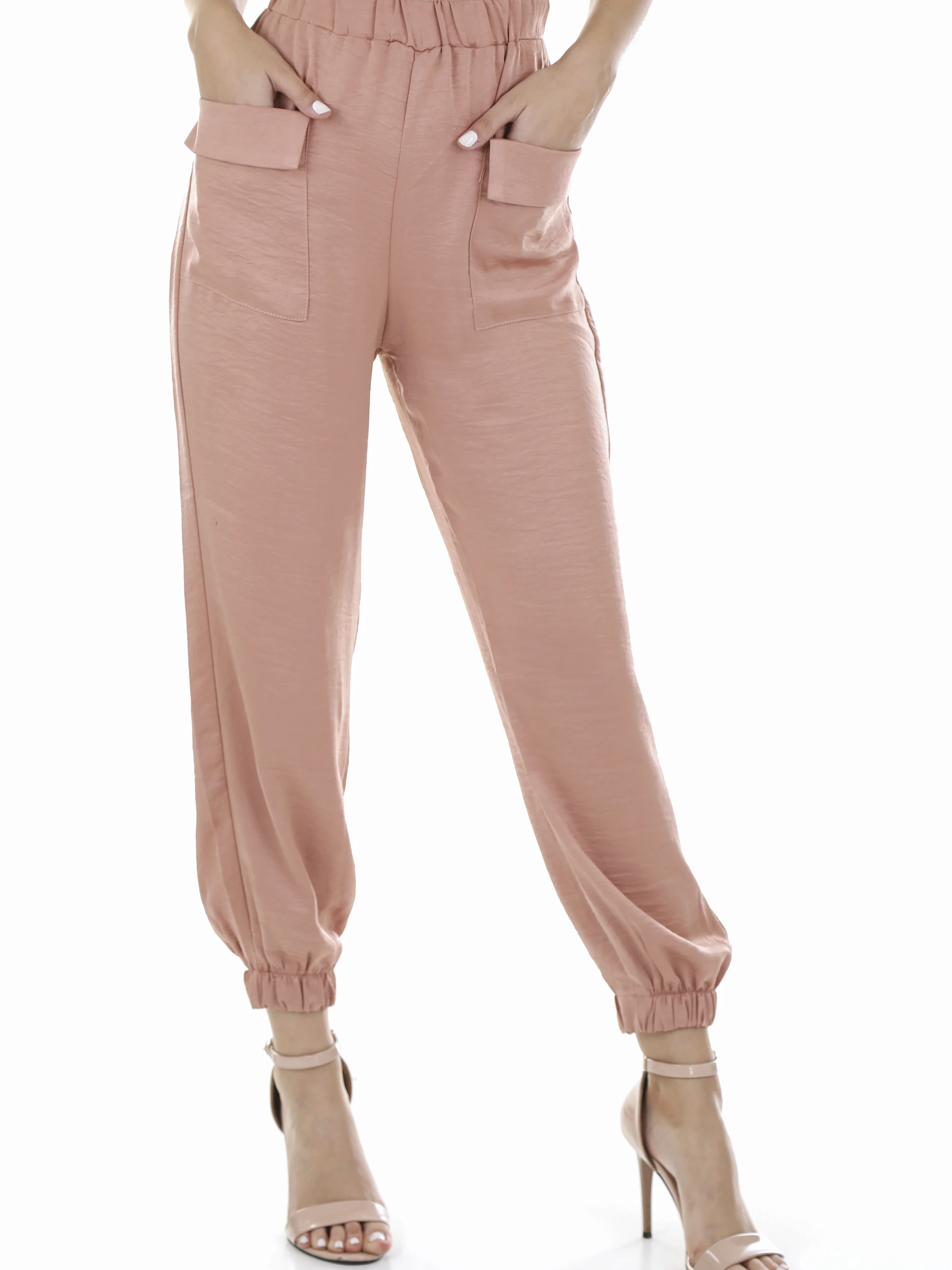 Pantalon jogger rose poudré