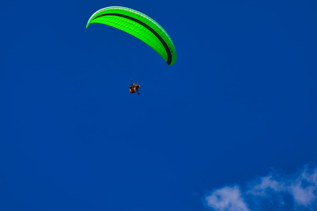 person in black and white parachute