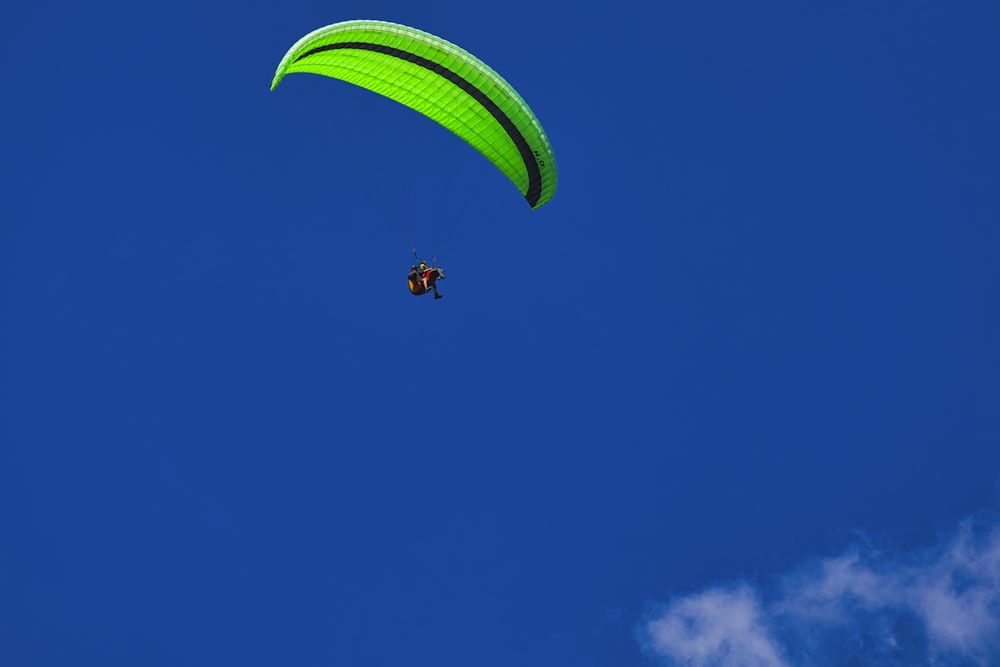 person in black and white parachute