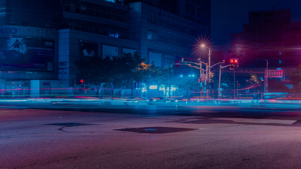 time lapse photography of cars on road during night time