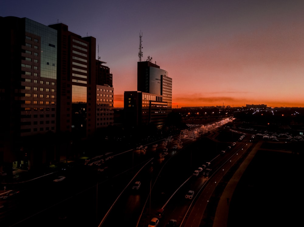 city buildings during night time