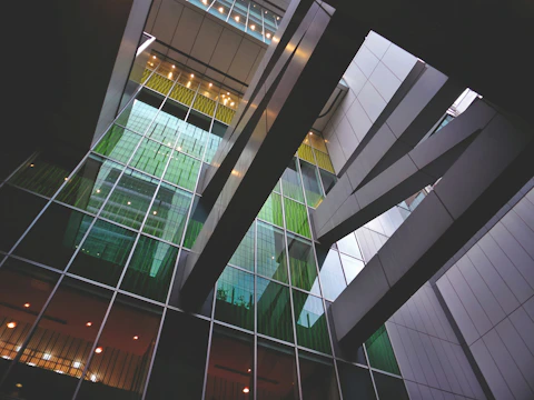 Modern industrial facility in Lubumbashi with emerald green and anthracite accents