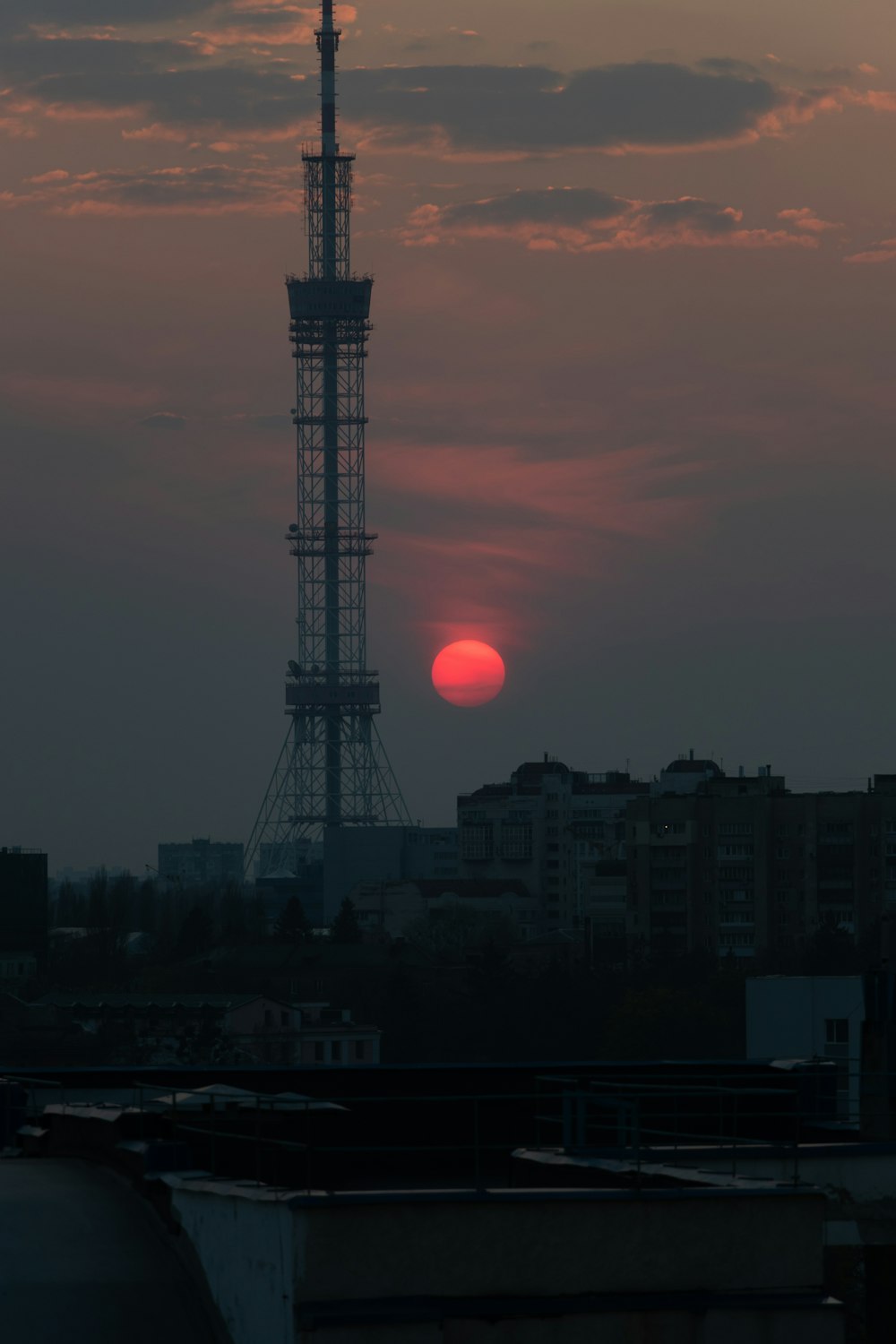 silhouette of building during sunset