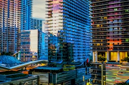 A vibrant cityscape showcasing modern architecture and technology.