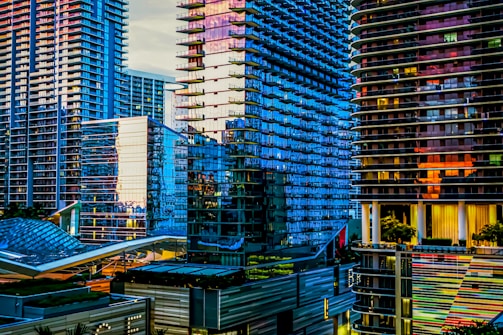 A vibrant city skyline showcasing modern architecture.