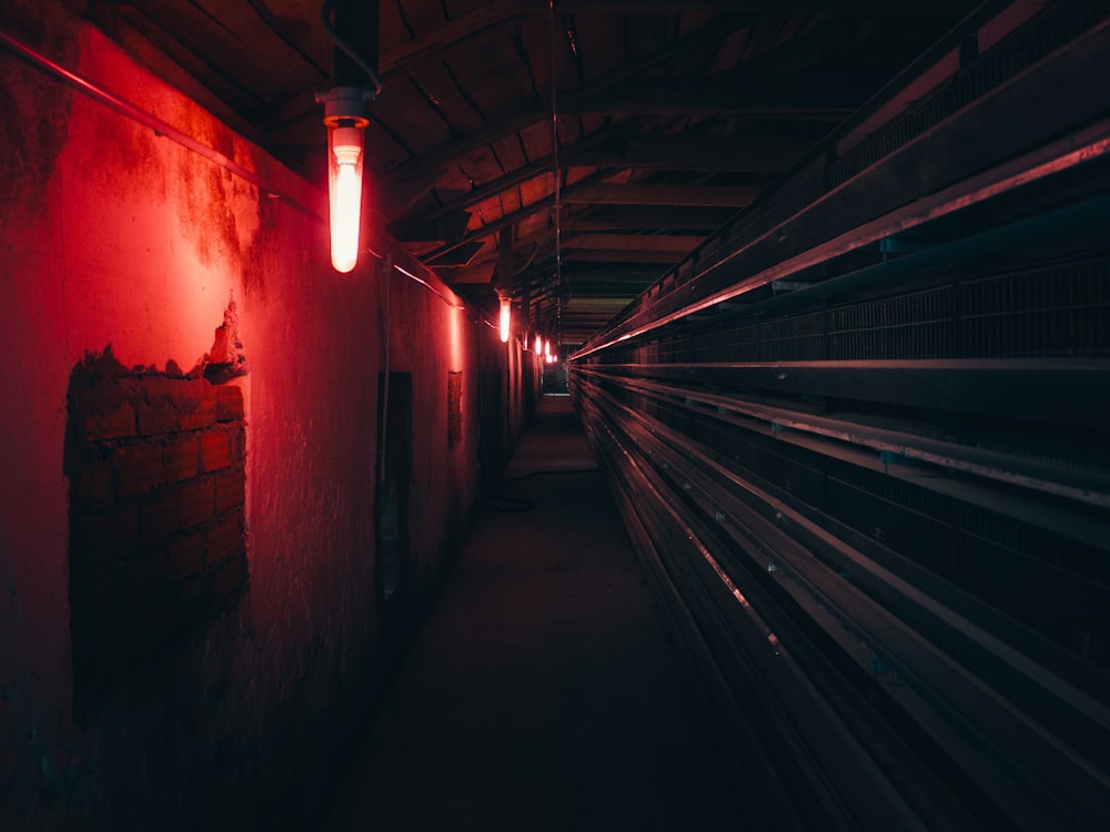 夜間にライトが点灯したトンネル