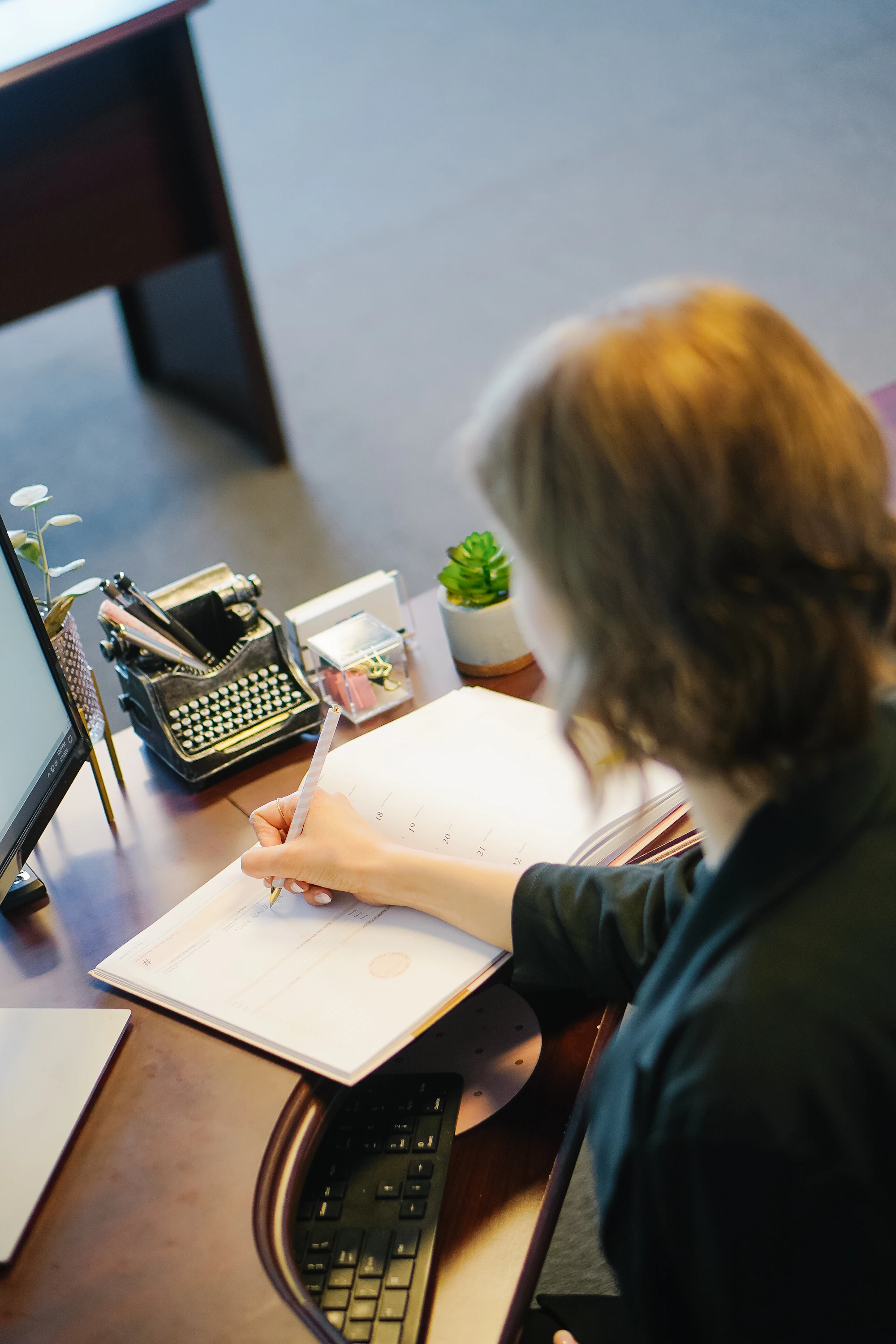 Insurance professional at her desk working through a claim