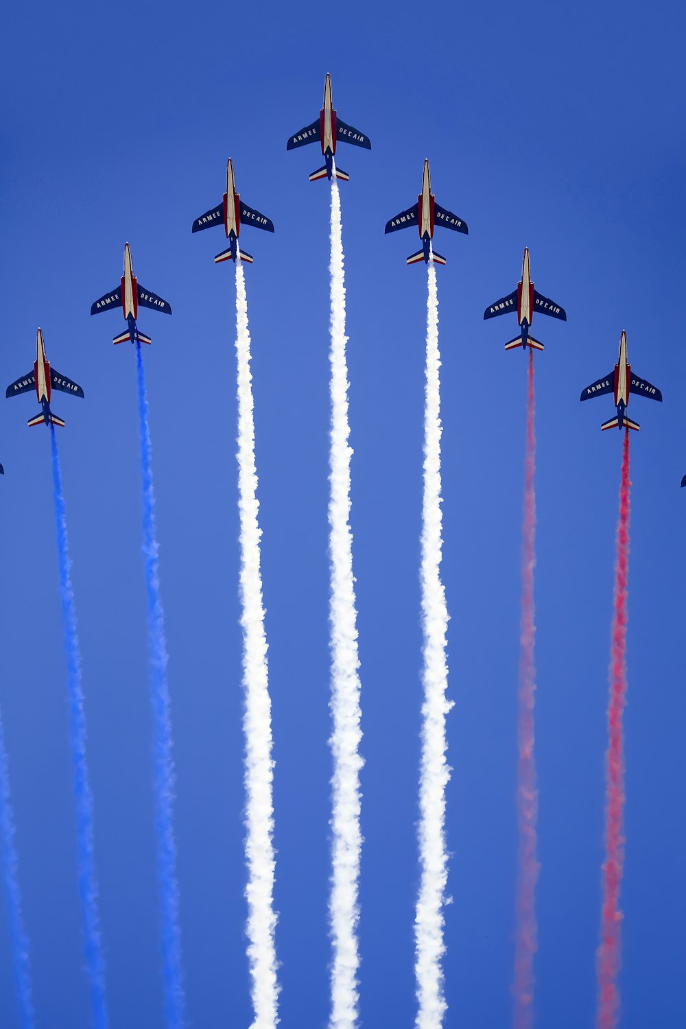 eight fighter planes in mid air