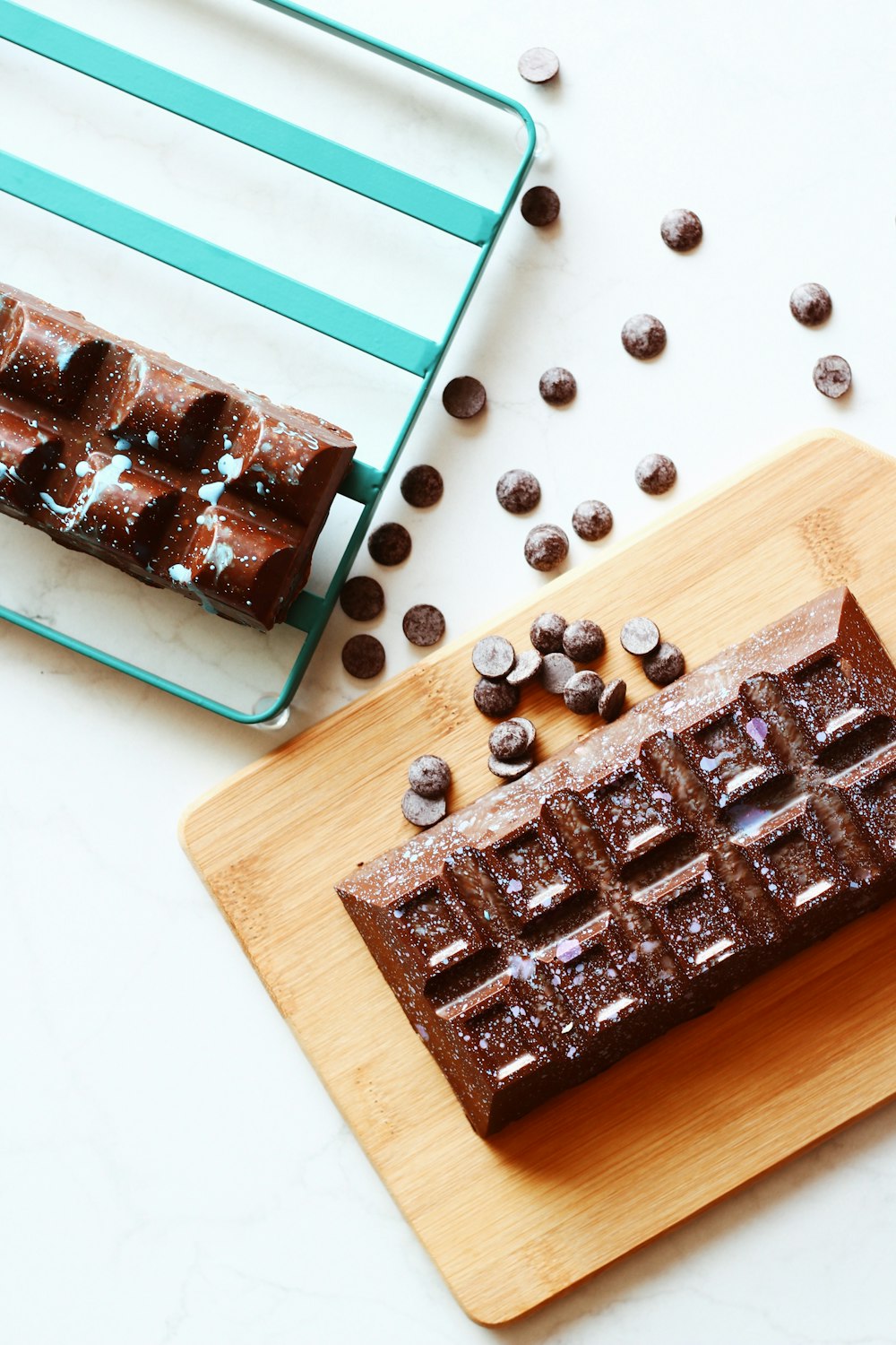 chocolate bar on brown wooden board