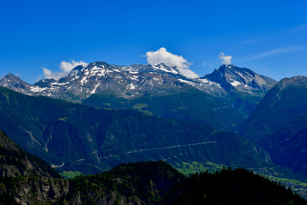 árvores verdes e montanha sob o céu azul durante o dia