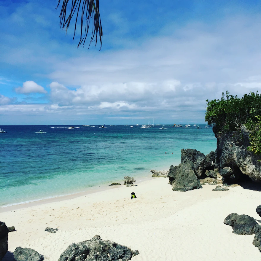 Crystal clear turquoise water on a tropical island beach
