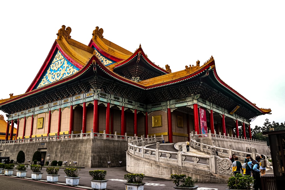 red and blue temple during daytime