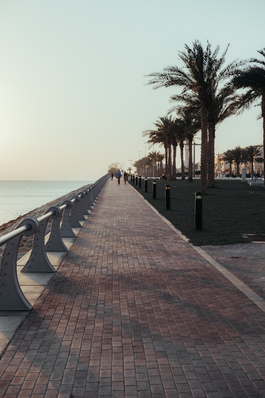 people walking on sidewalk near sea during daytime in Abu Dhabi - United Arab Emirates United Arab Emirates