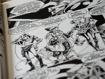 A vibrant comic page showing dynamic characters and expressive dialogue bubbles.