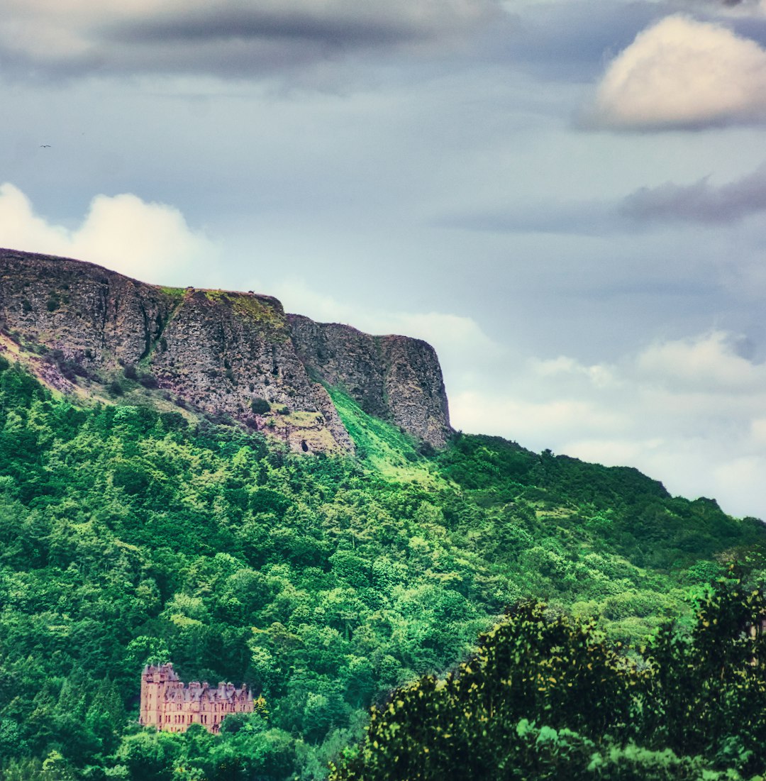 green trees on mountain under cloudy sky during daytime