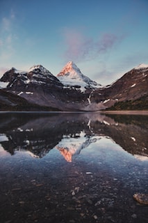 lake near snow covered mountain during daytime