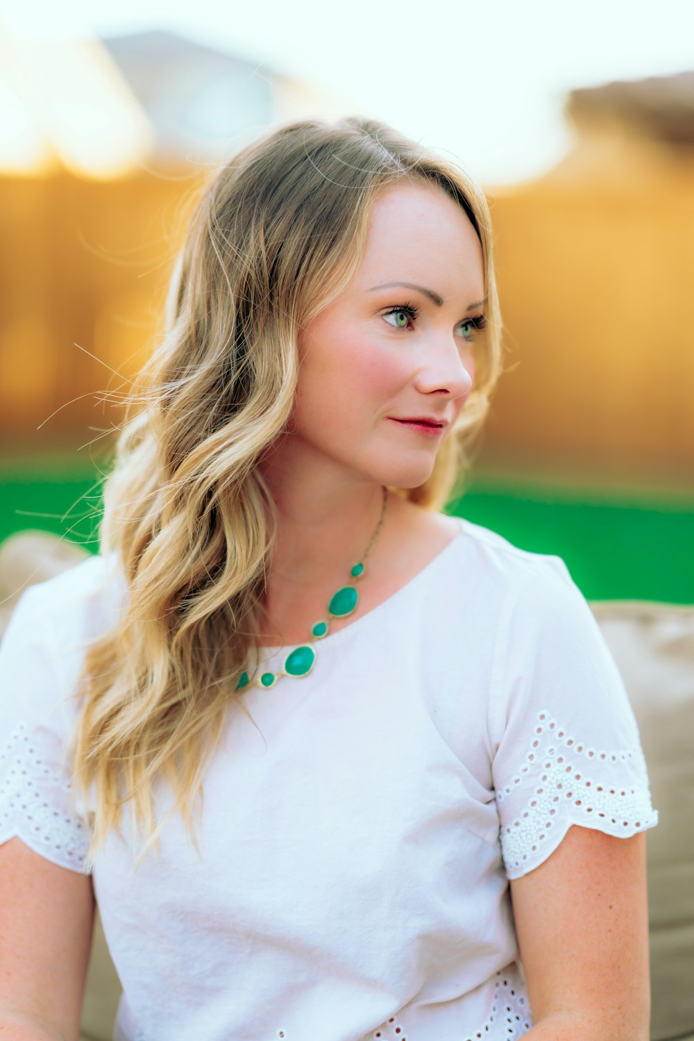 girl in white crew neck shirt