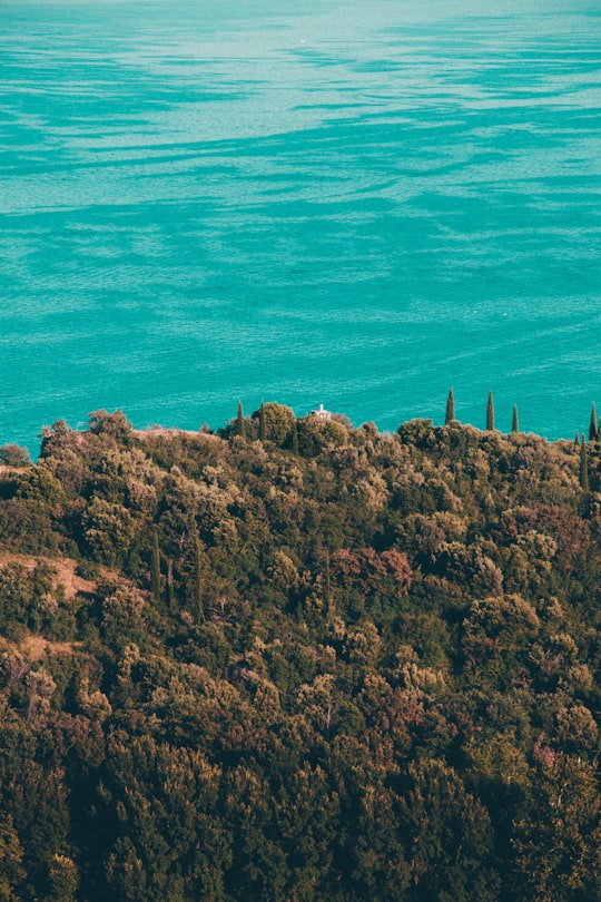 brown rock formation near body of water during daytime in Lago di Garda Italy