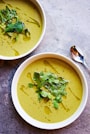 green soup on white ceramic bowl