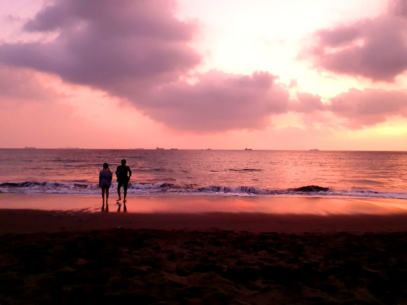 Siluetas al atardecer en la playa
