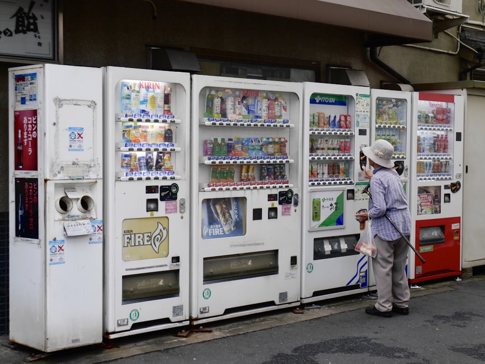 white and red vending machine