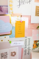 happy birthday greeting card on white and pink floral textile