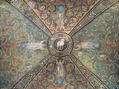 white and green floral ceiling