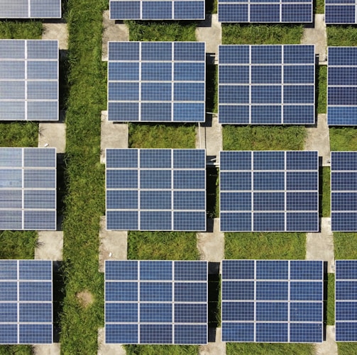 white and blue solar panels