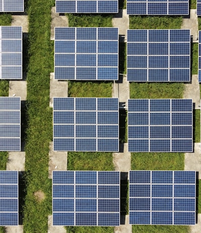 white and blue solar panels