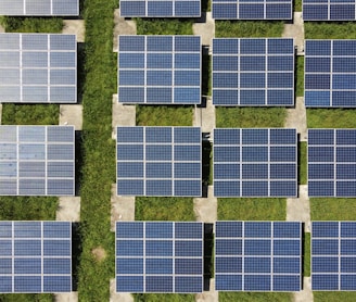 white and blue solar panels