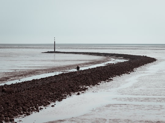 person standing on seashore during daytime in Norddeich Germany