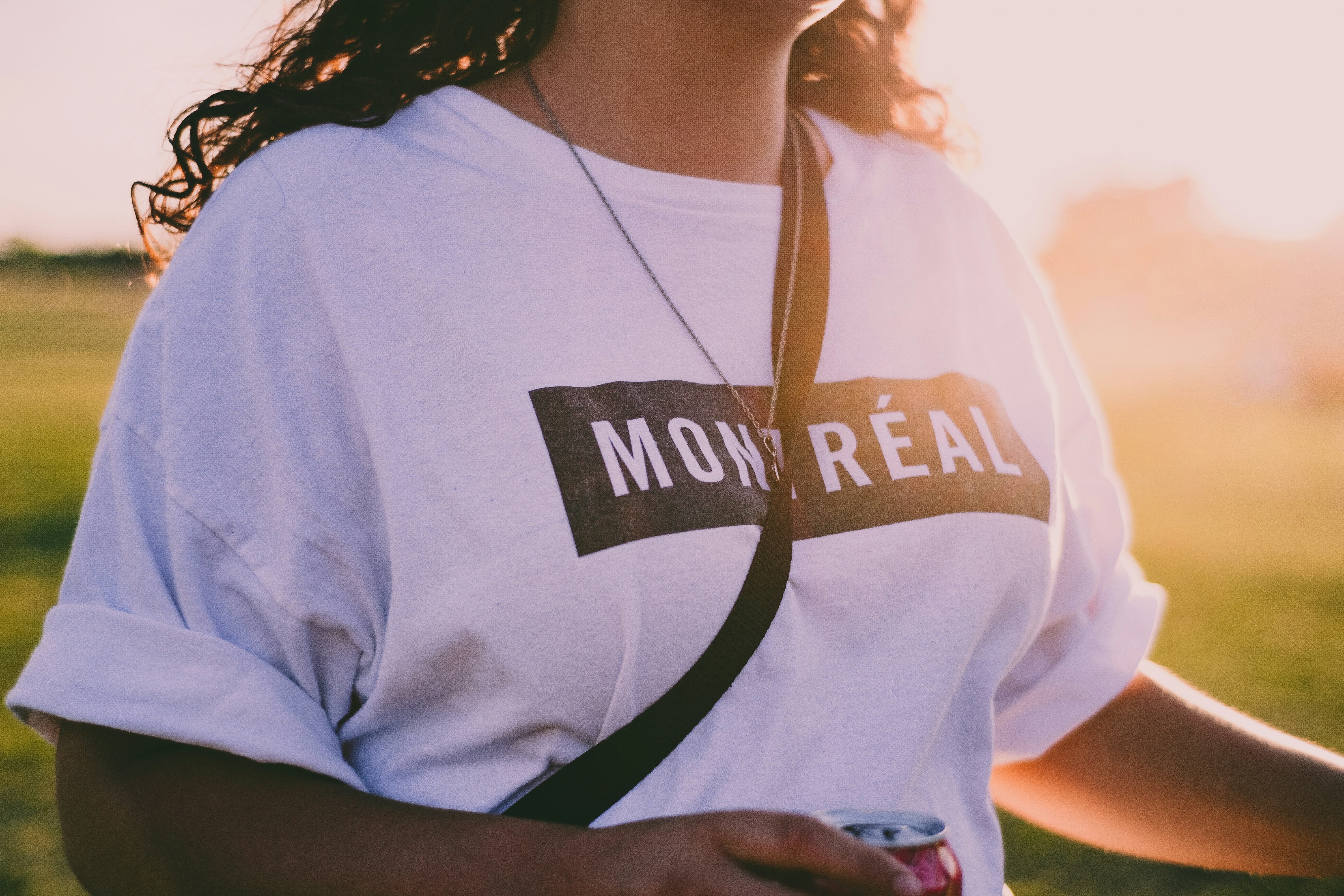 woman in white crew neck t-shirt